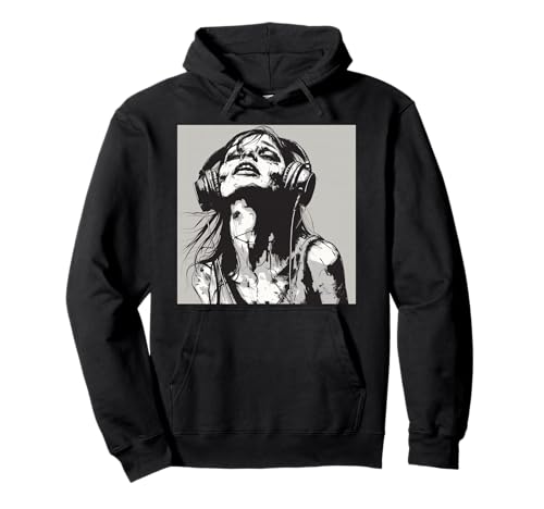 Goth Girl Zombie Emo Gothic Mädchen mit Kopfhörern Pullover Hoodie von Halloween cute theme