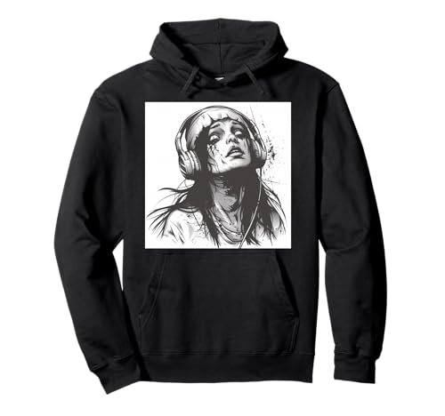 Goth Girl Zombie Emo Gothic Mädchen mit Kopfhörern Pullover Hoodie von Halloween cute theme