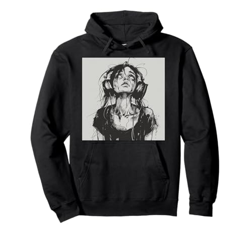 Goth Girl Zombie Emo Gothic Mädchen mit Kopfhörern Pullover Hoodie von Halloween cute theme