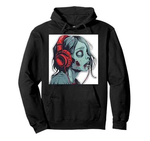 Goth Girl Zombie Emo Gothic Mädchen mit Kopfhörern Pullover Hoodie von Halloween cute theme