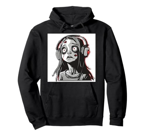 Goth Girl Zombie Emo Gothic Mädchen mit Kopfhörern Pullover Hoodie von Halloween cute theme