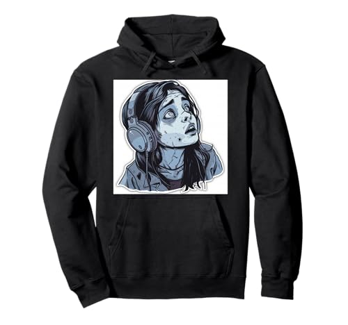 Goth Girl Zombie Emo Gothic Mädchen mit Kopfhörern Pullover Hoodie von Halloween cute theme