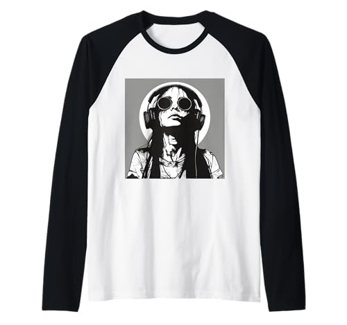 Goth Girl Zombie Emo Gothic Mädchen mit Kopfhörern Raglan von Halloween cute theme