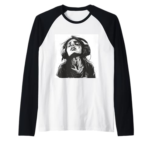 Goth Girl Zombie Emo Gothic Mädchen mit Kopfhörern Raglan von Halloween cute theme