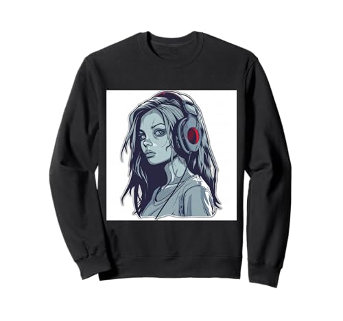 Goth Girl Zombie Emo Gothic Mädchen mit Kopfhörern Sweatshirt von Halloween cute theme