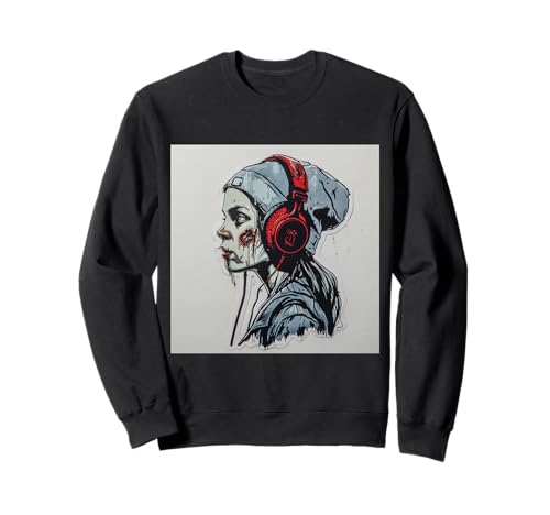 Goth Girl Zombie Emo Gothic Mädchen mit Kopfhörern Sweatshirt von Halloween cute theme