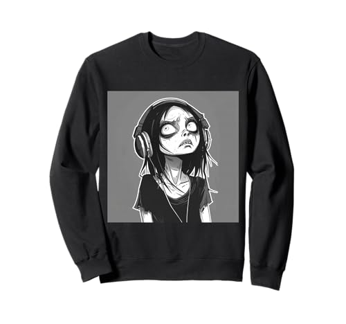 Goth Girl Zombie Emo Gothic Mädchen mit Kopfhörern Sweatshirt von Halloween cute theme