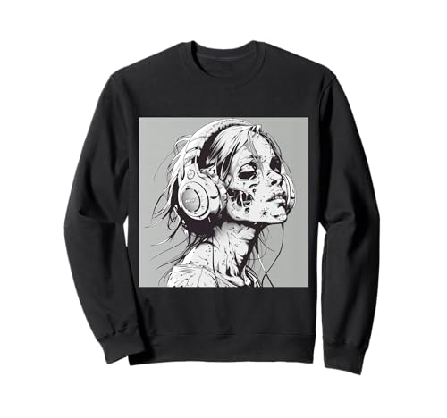 Goth Girl Zombie Emo Gothic Mädchen mit Kopfhörern Sweatshirt von Halloween cute theme