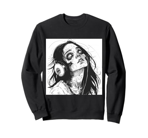 Goth Girl Zombie Emo Gothic Mädchen mit Kopfhörern Sweatshirt von Halloween cute theme
