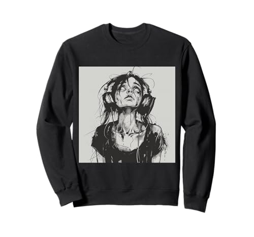 Goth Girl Zombie Emo Gothic Mädchen mit Kopfhörern Sweatshirt von Halloween cute theme