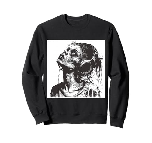 Goth Girl Zombie Emo Gothic Mädchen mit Kopfhörern Sweatshirt von Halloween cute theme