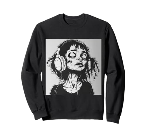 Goth Girl Zombie Emo Gothic Mädchen mit Kopfhörern Sweatshirt von Halloween cute theme