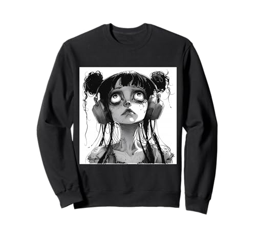 Goth Girl Zombie Emo Gothic Mädchen mit Kopfhörern Sweatshirt von Halloween cute theme