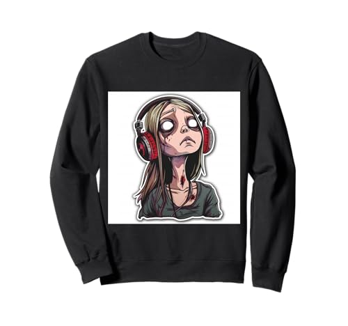 Goth Girl Zombie Emo Gothic Mädchen mit Kopfhörern Sweatshirt von Halloween cute theme