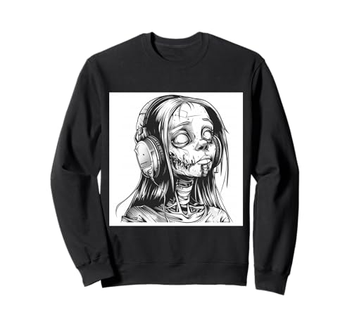 Goth Girl Zombie Emo Gothic Mädchen mit Kopfhörern Sweatshirt von Halloween cute theme