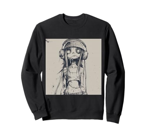 Goth Girl Zombie Emo Gothic Mädchen mit Kopfhörern Sweatshirt von Halloween cute theme