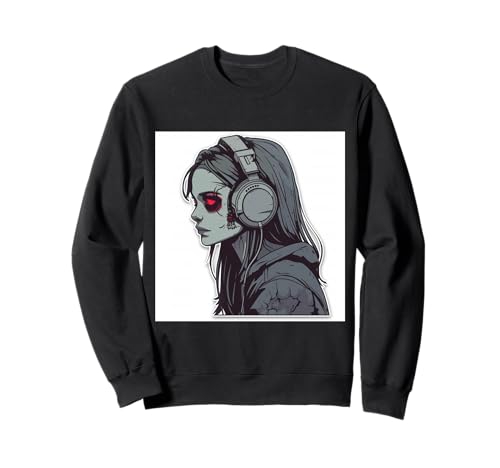 Goth Girl Zombie Emo Gothic Mädchen mit Kopfhörern Sweatshirt von Halloween cute theme