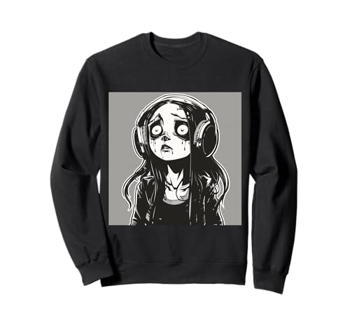 Goth Girl Zombie Emo Gothic Mädchen mit Kopfhörern Sweatshirt von Halloween cute theme