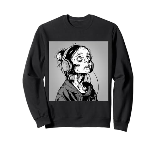 Goth Girl Zombie Emo Gothic Mädchen mit Kopfhörern Sweatshirt von Halloween cute theme