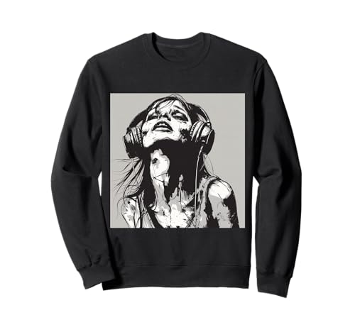 Goth Girl Zombie Emo Gothic Mädchen mit Kopfhörern Sweatshirt von Halloween cute theme