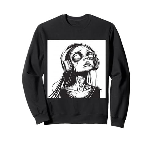 Goth Girl Zombie Emo Gothic Mädchen mit Kopfhörern Sweatshirt von Halloween cute theme