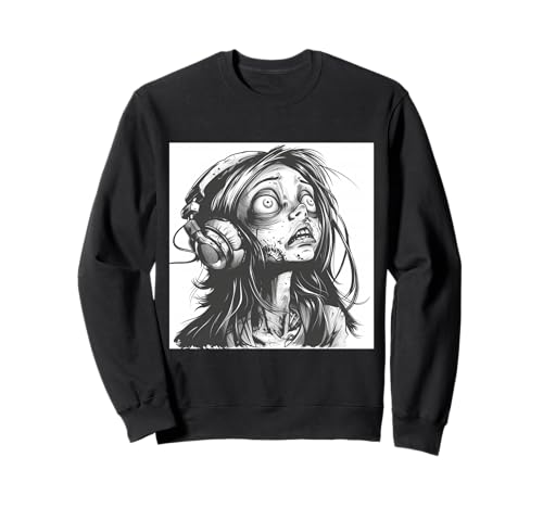 Goth Girl Zombie Emo Gothic Mädchen mit Kopfhörern Sweatshirt von Halloween cute theme