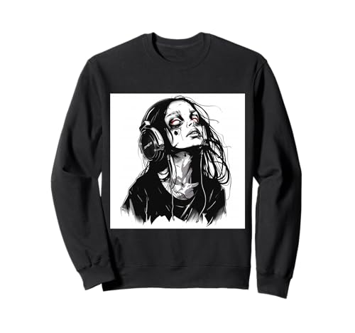 Goth Girl Zombie Emo Gothic Mädchen mit Kopfhörern Sweatshirt von Halloween cute theme