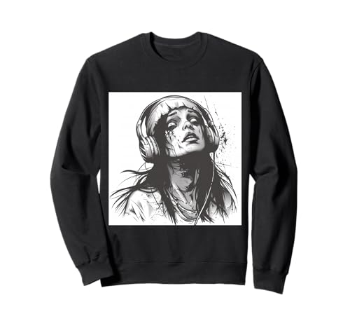 Goth Girl Zombie Emo Gothic Mädchen mit Kopfhörern Sweatshirt von Halloween cute theme