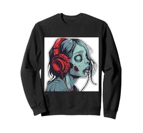 Goth Girl Zombie Emo Gothic Mädchen mit Kopfhörern Sweatshirt von Halloween cute theme