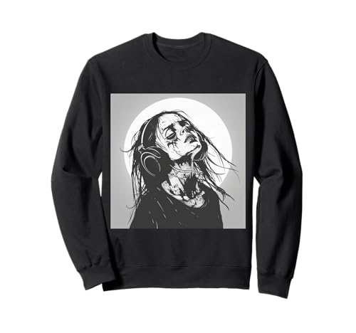 Goth Girl Zombie Emo Gothic Mädchen mit Kopfhörern Sweatshirt von Halloween cute theme