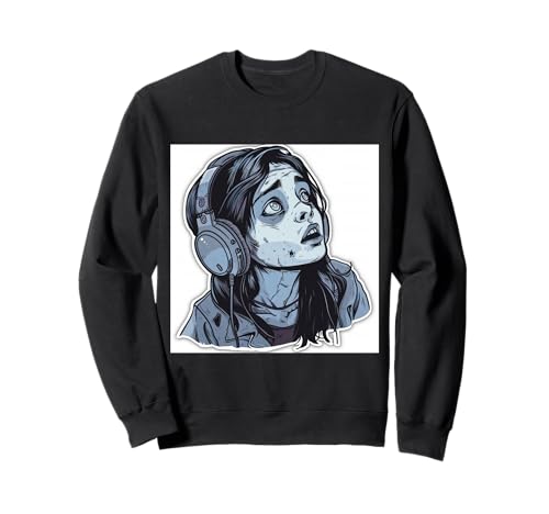Goth Girl Zombie Emo Gothic Mädchen mit Kopfhörern Sweatshirt von Halloween cute theme