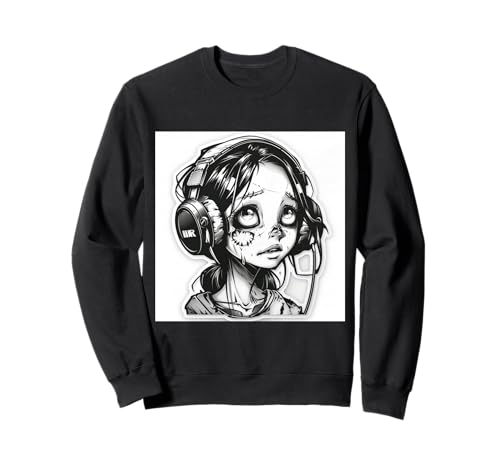 Goth Girl Zombie Emo Gothic Mädchen mit Kopfhörern Sweatshirt von Halloween cute theme
