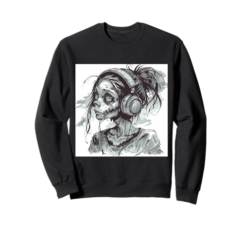 Goth Girl Zombie Emo Gothic Mädchen mit Kopfhörern Sweatshirt von Halloween cute theme