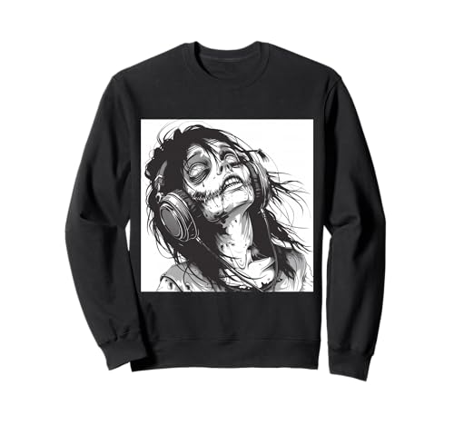 Goth Girl Zombie Emo Gothic Mädchen mit Kopfhörern Sweatshirt von Halloween cute theme