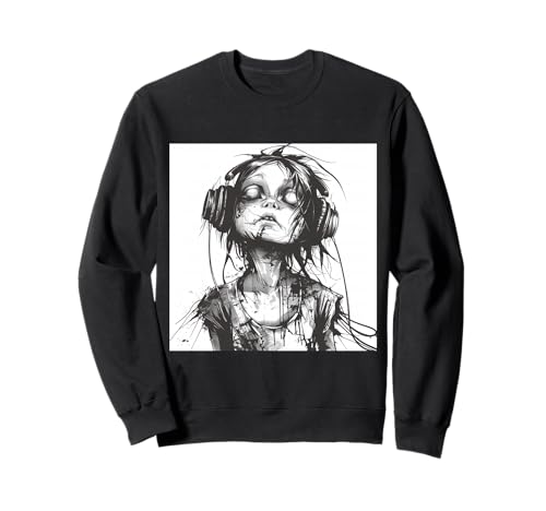 Goth Girl Zombie Emo Gothic Mädchen mit Kopfhörern Sweatshirt von Halloween cute theme