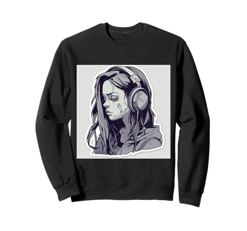 Goth Girl Zombie Emo Gothic Mädchen mit Kopfhörern Sweatshirt von Halloween cute theme