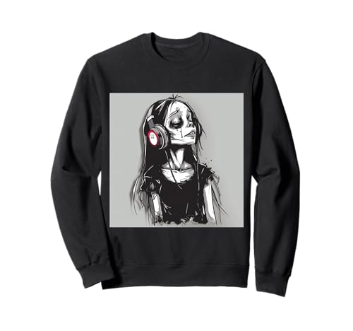 Goth Girl Zombie Emo Gothic Mädchen mit Kopfhörern Sweatshirt von Halloween cute theme