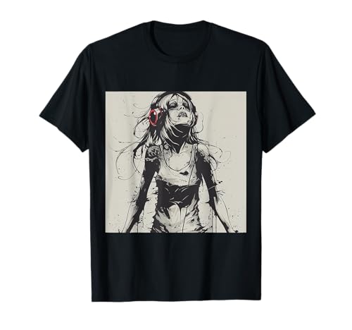 Goth Girl Zombie Emo Gothic Mädchen mit Kopfhörern T-Shirt von Halloween cute theme