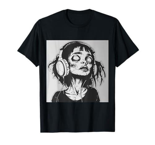 Goth Girl Zombie Emo Gothic Mädchen mit Kopfhörern T-Shirt Goth Girl Zombie Emo Gothic Mädchen mit Kopfhörern T-Shirt von Halloween cute theme