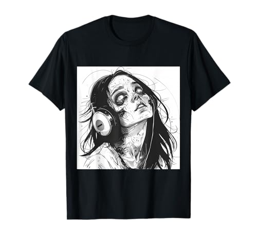 Goth Girl Zombie Emo Gothic Mädchen mit Kopfhörern T-Shirt von Halloween cute theme