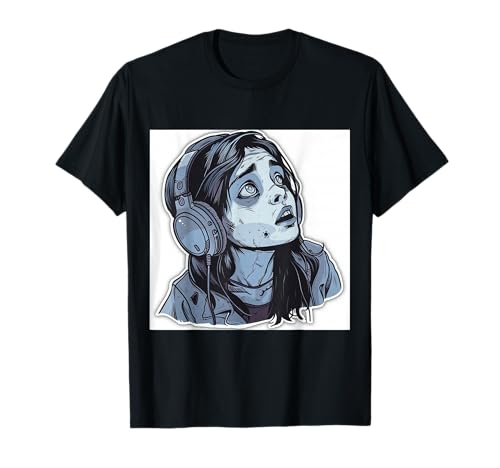 Goth Girl Zombie Emo Gothic Mädchen mit Kopfhörern T-Shirt von Halloween cute theme