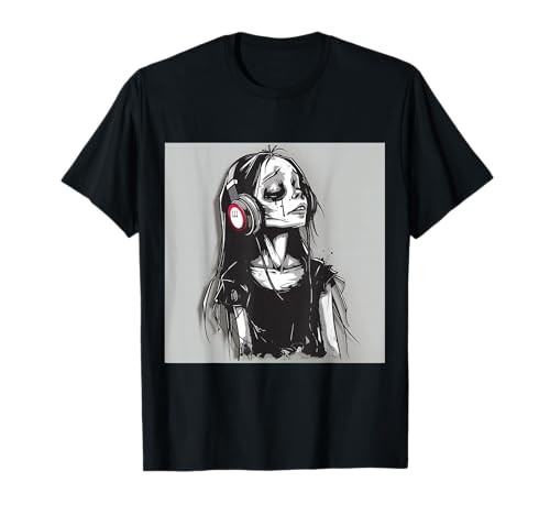 Goth Girl Zombie Emo Gothic Mädchen mit Kopfhörern T-Shirt von Halloween cute theme