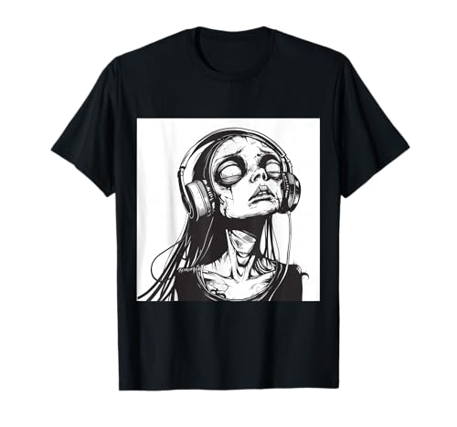 Goth Girl Zombie Emo Gothic Mädchen mit Kopfhörern T-Shirt von Halloween cute theme