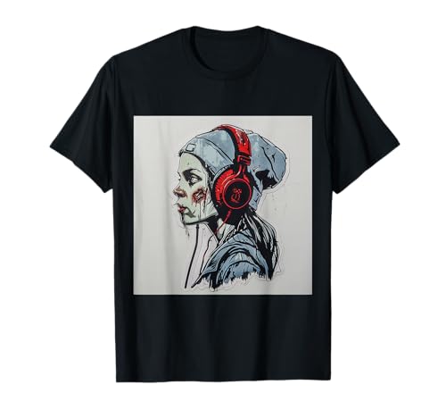 Goth Girl Zombie Emo Gothic Mädchen mit Kopfhörern T-Shirt von Halloween cute theme