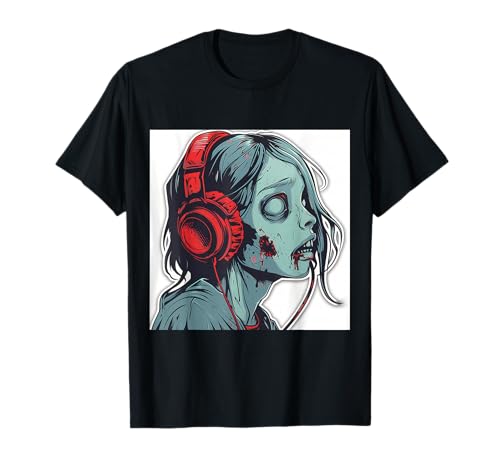 Goth Girl Zombie Emo Gothic Mädchen mit Kopfhörern T-Shirt von Halloween cute theme