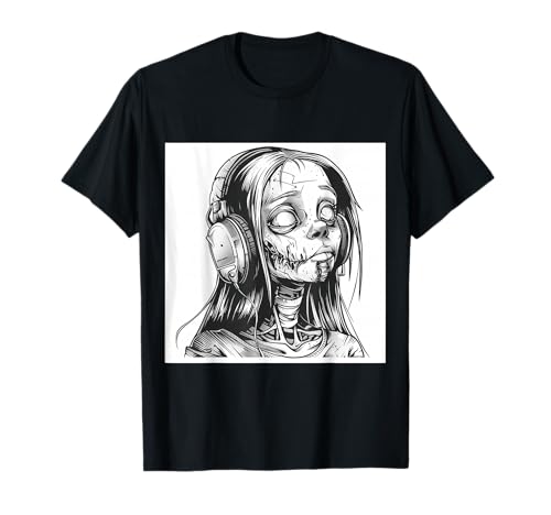 Goth Girl Zombie Emo Gothic Mädchen mit Kopfhörern T-Shirt von Halloween cute theme