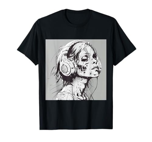 Goth Girl Zombie Emo Gothic Mädchen mit Kopfhörern T-Shirt von Halloween cute theme