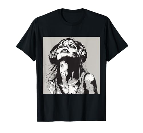 Goth Girl Zombie Emo Gothic Mädchen mit Kopfhörern T-Shirt von Halloween cute theme