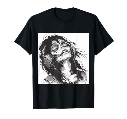 Goth Girl Zombie Emo Gothic Mädchen mit Kopfhörern T-Shirt von Halloween cute theme