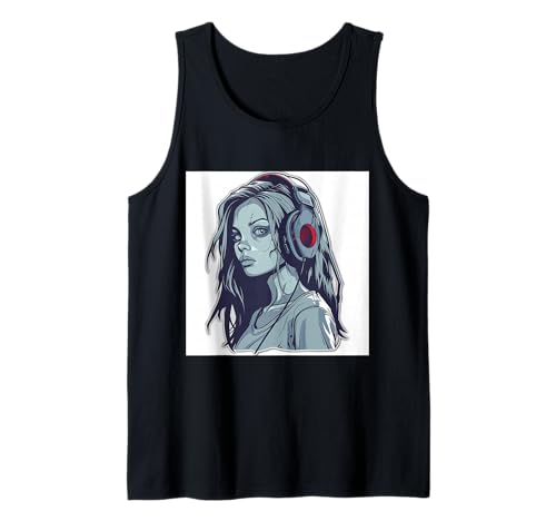 Goth Girl Zombie Emo Gothic Mädchen mit Kopfhörern Tank Top von Halloween cute theme